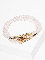 Set Of 5 Faceted Glass Bead Stretch Stackable Bracelet