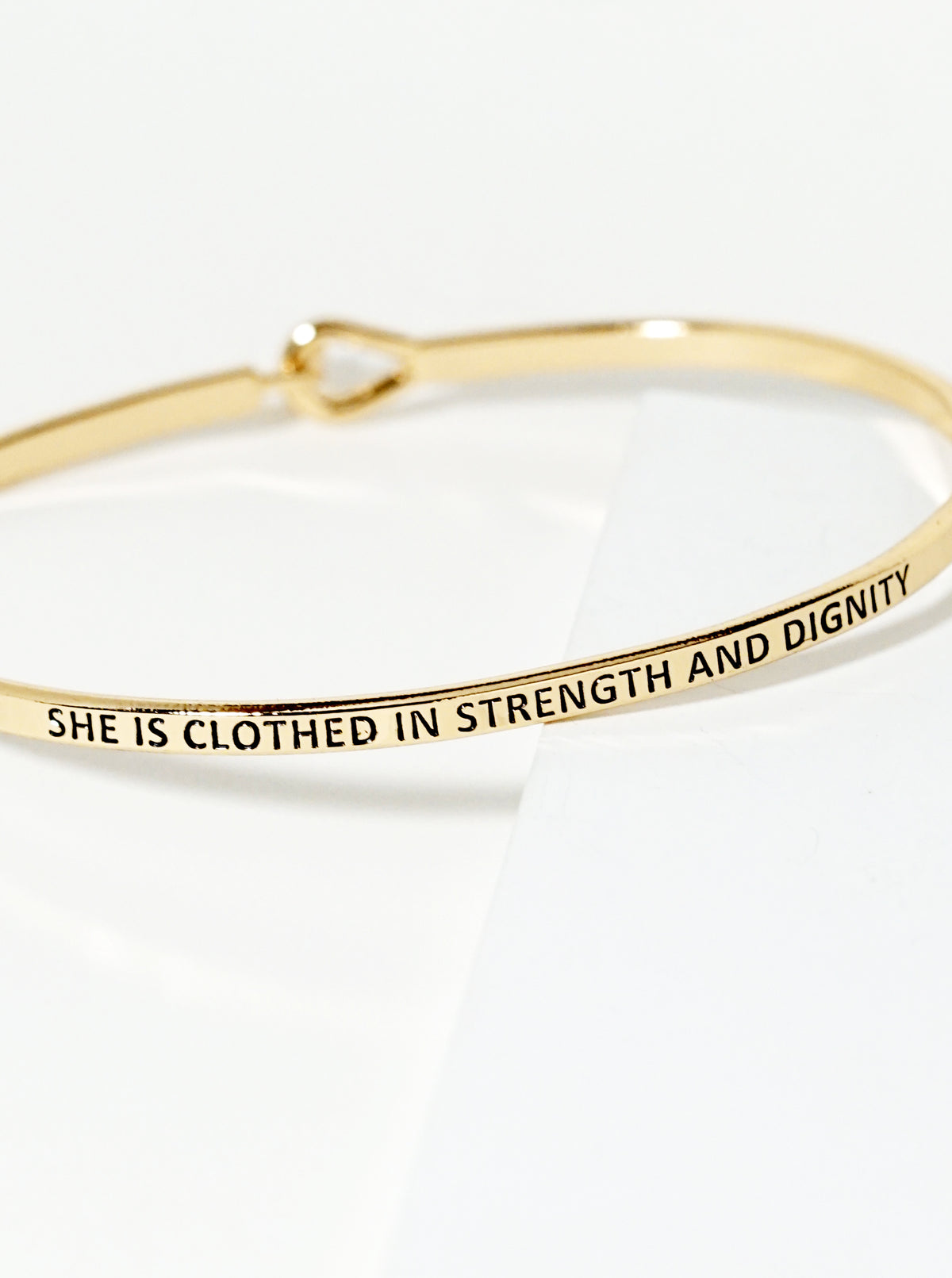 She-Is-Clothed-In-Strength-And-Dignity Engraved Inspirational Bangle Bracelet