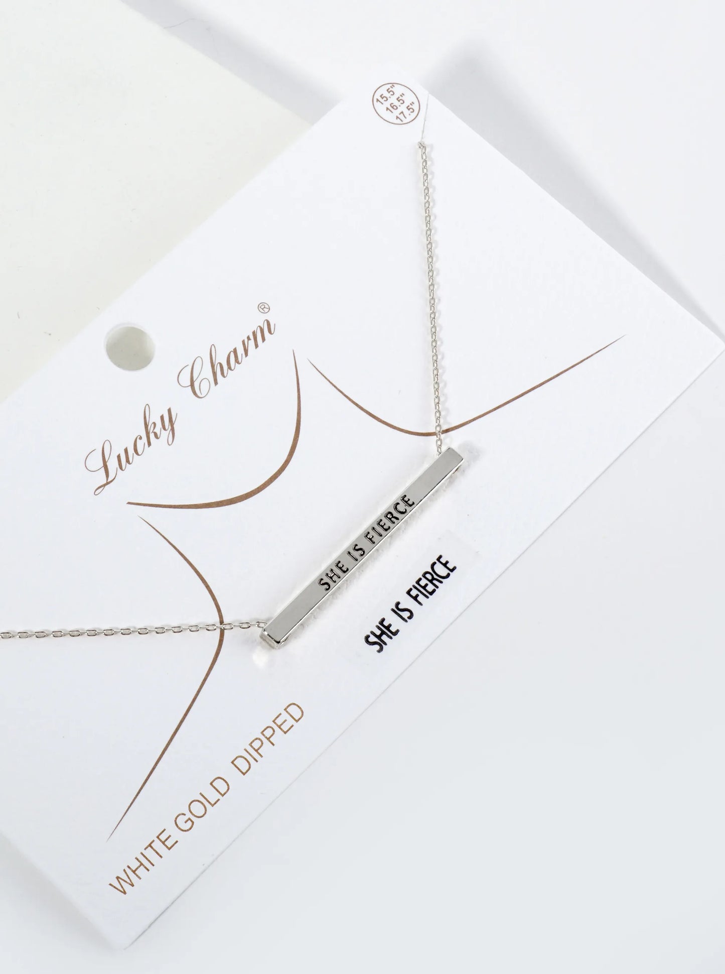 She Is Fierce Engraved 18K Gold Dipped Horizontal Brass Bar Pendant Inspirational Necklace