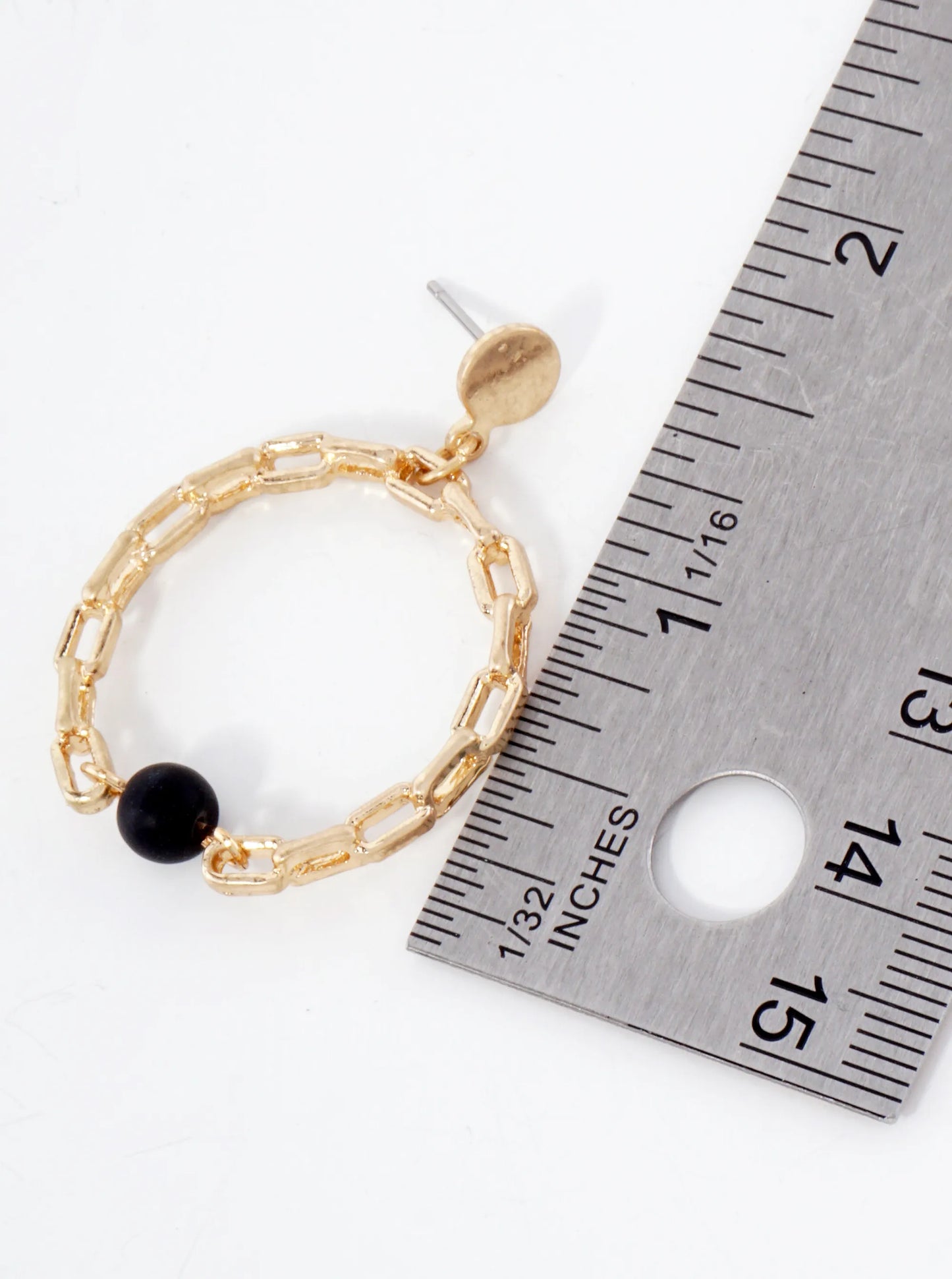 Simulated Chain Circle Drop With Semiprecious Stone Dangle Earrings