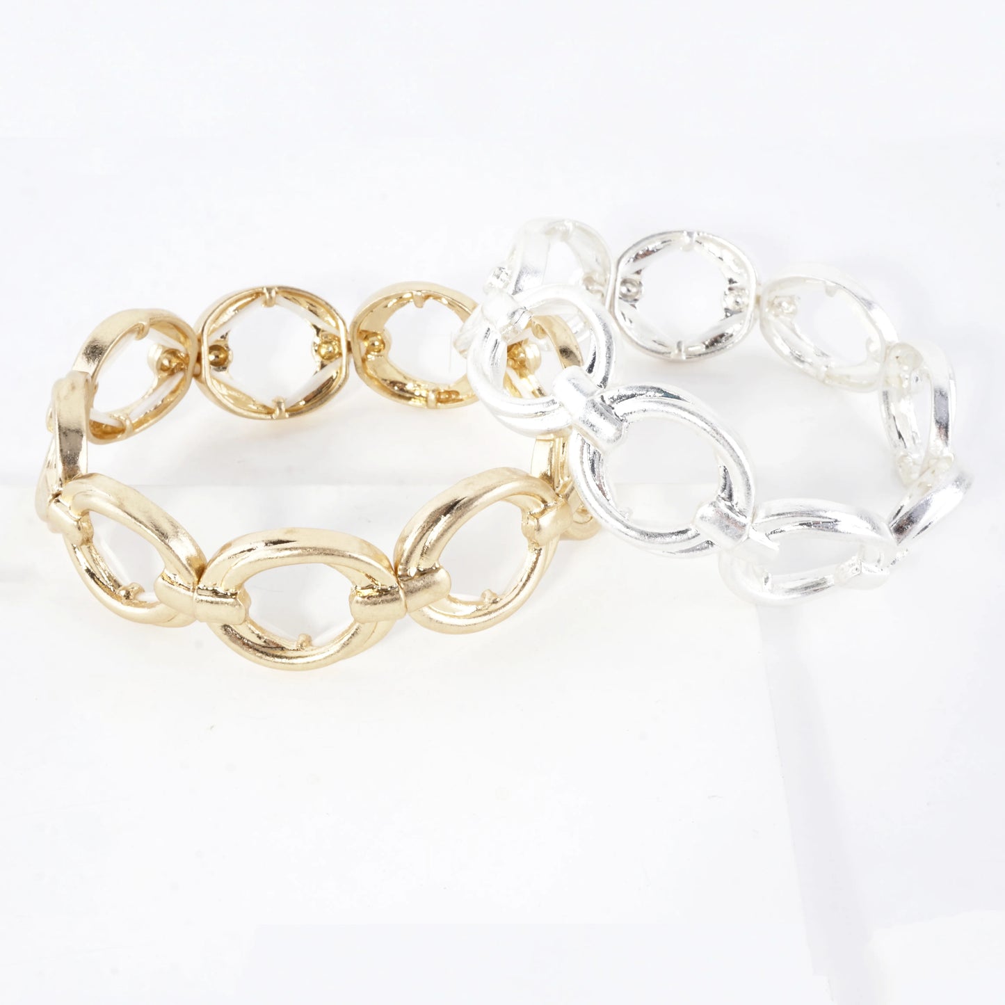 Simulated Knots Oval Alloy Cast Stretch Bracelet