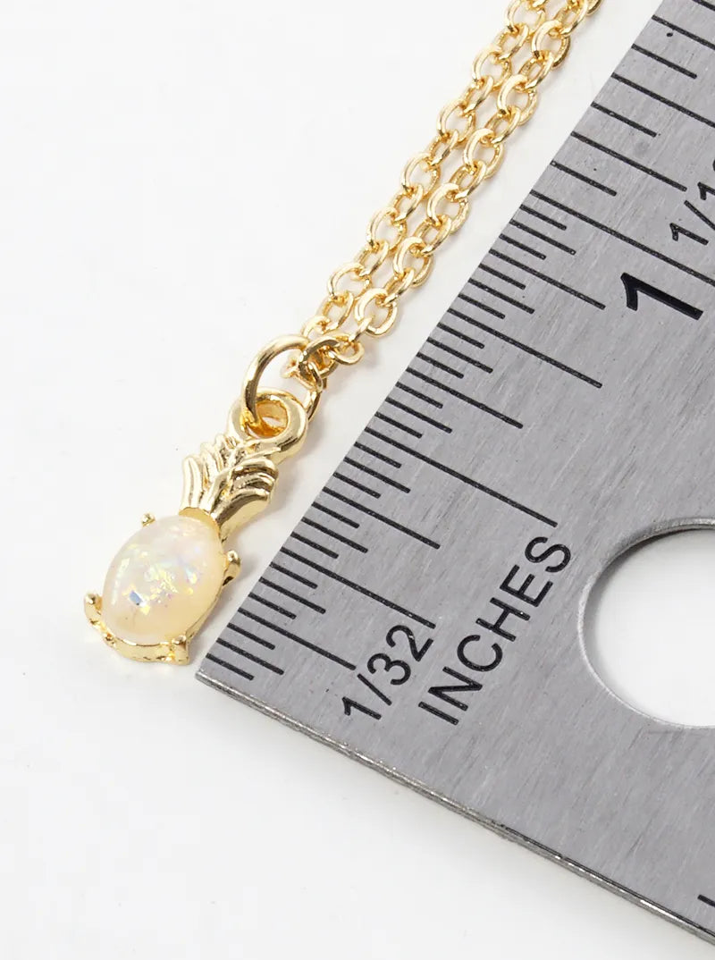 Simulated Opal Pineapple Pendant Dainty Necklace