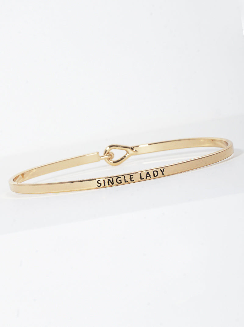 Single Lady Engraved Inspirational Bangle Bracelet