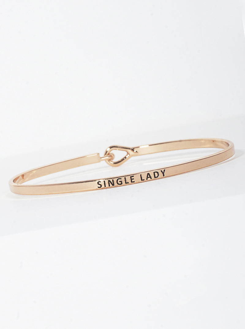 Single Lady Engraved Inspirational Bangle Bracelet