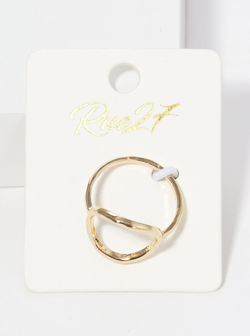 Size 7 18k Gold Dipped Hammered Cut Out Round Brass Ring