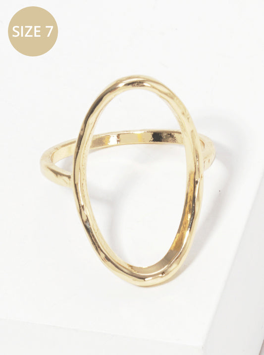 Size 7 Hammered Cut Out Oval Brass Ring