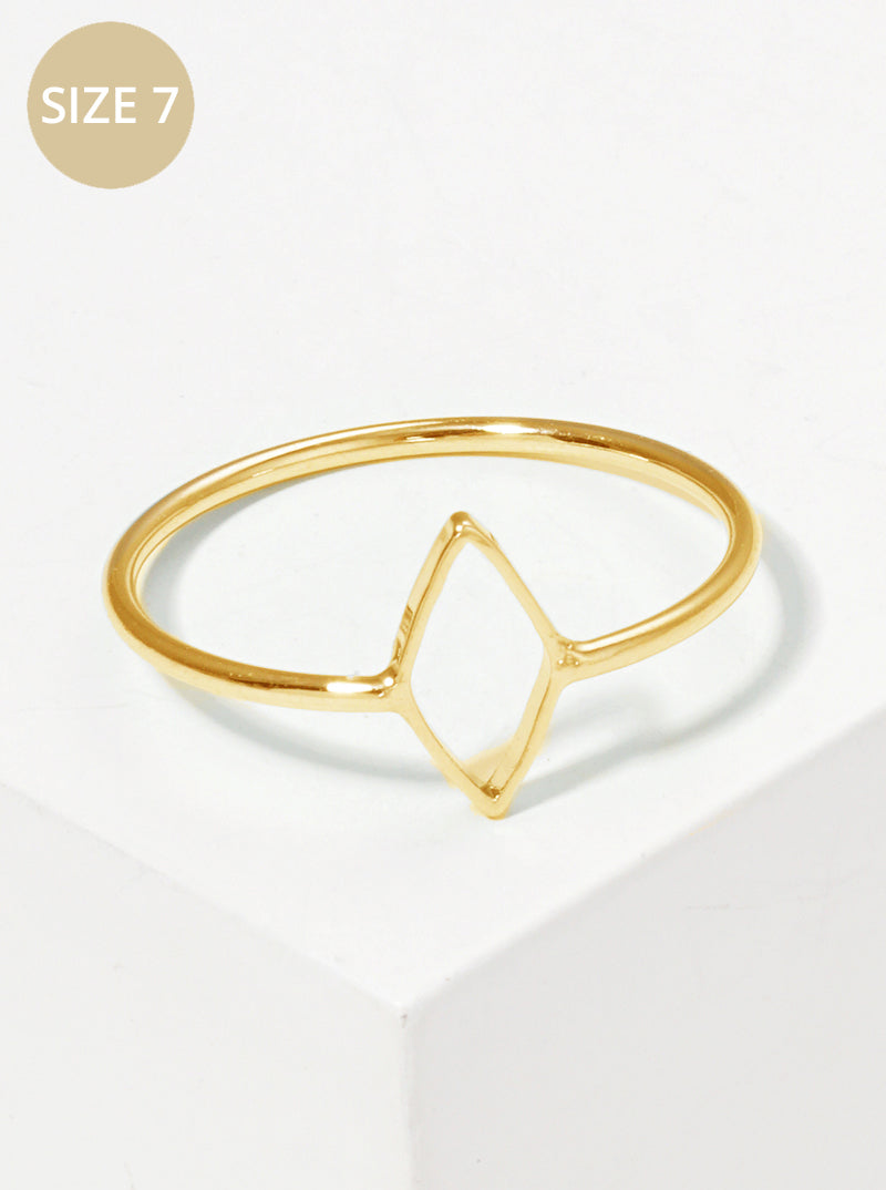 Size 7 Hammered Cut Out Rhombus Brass Ring