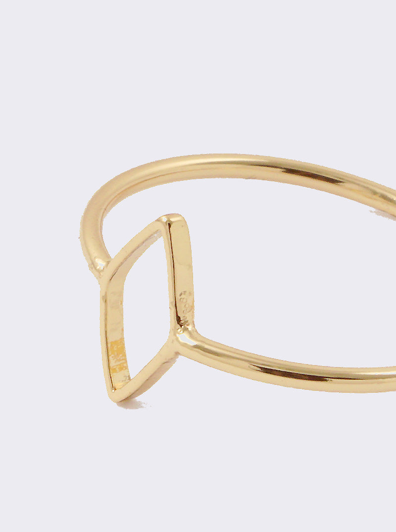Size 7 Hammered Cut Out Rhombus Brass Ring