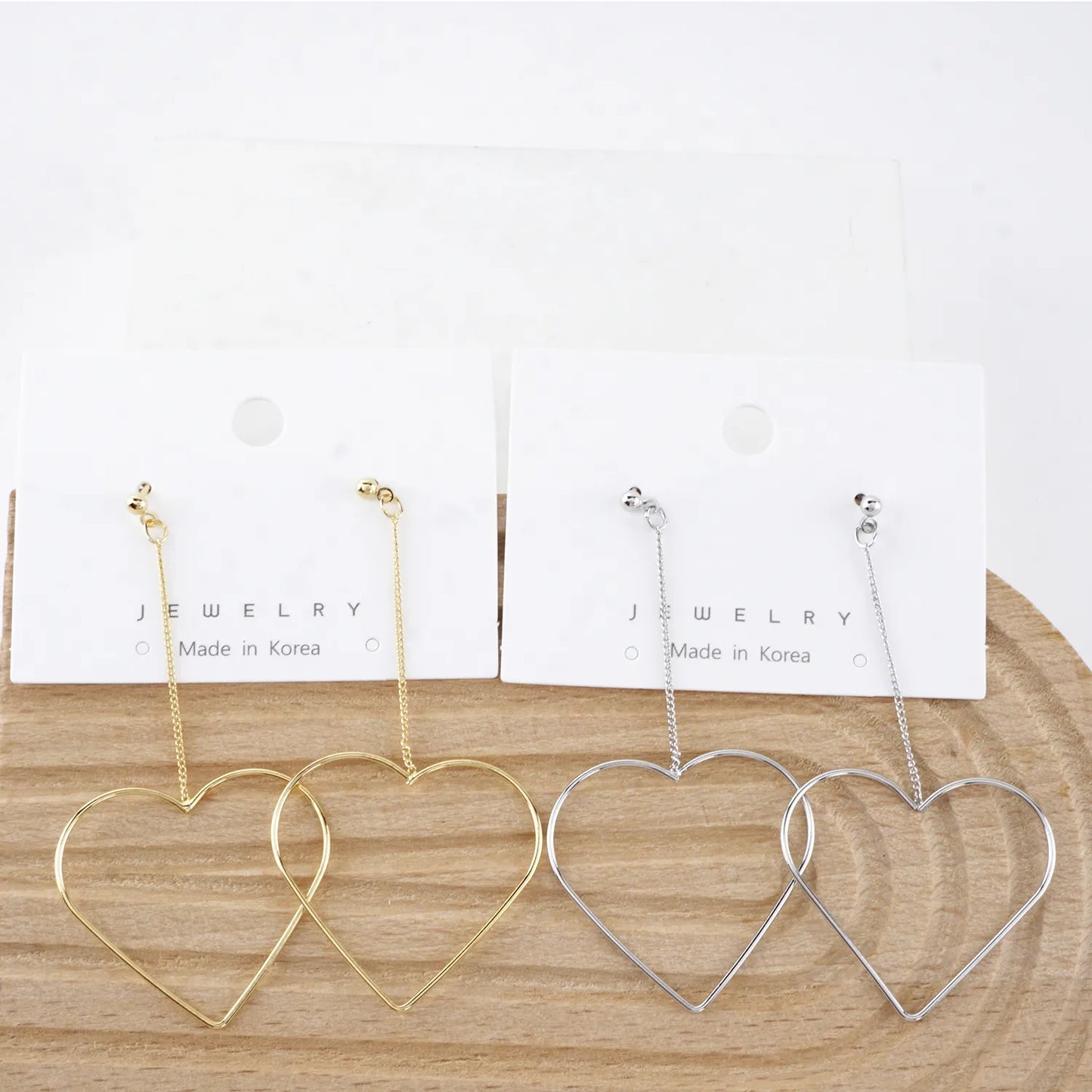 Skinny Brass Heart Drop Dangle Earrings