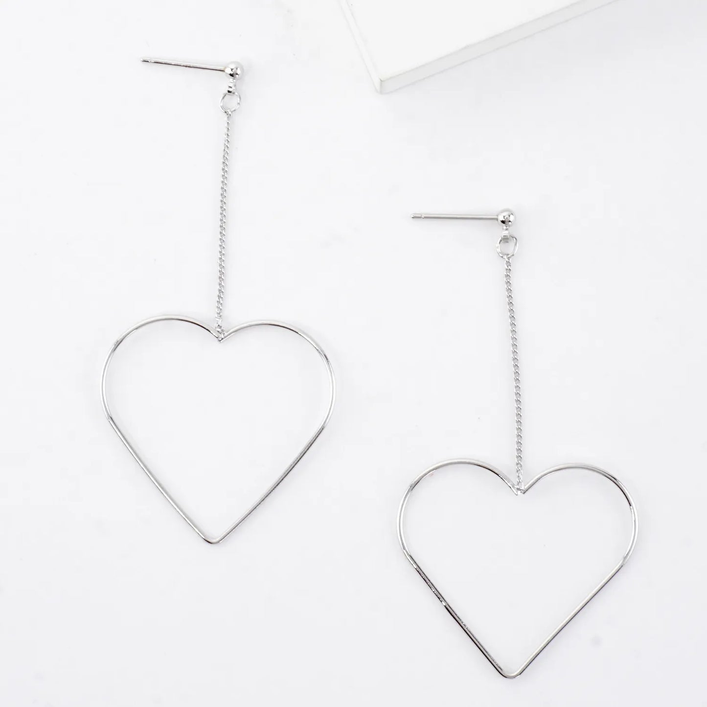 Skinny Brass Heart Drop Dangle Earrings
