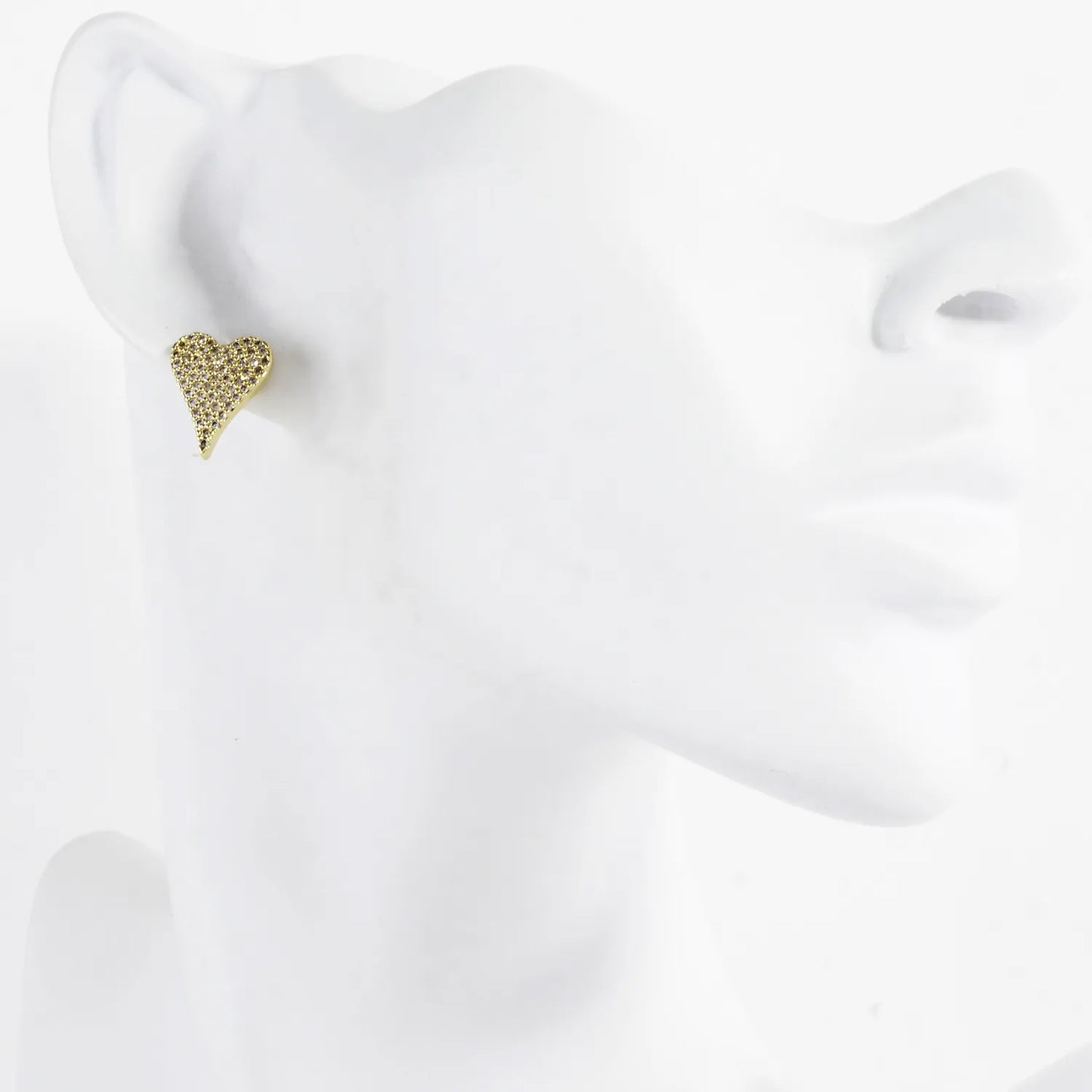 Skinny Heart Micro Pave Brass Stud Earrings