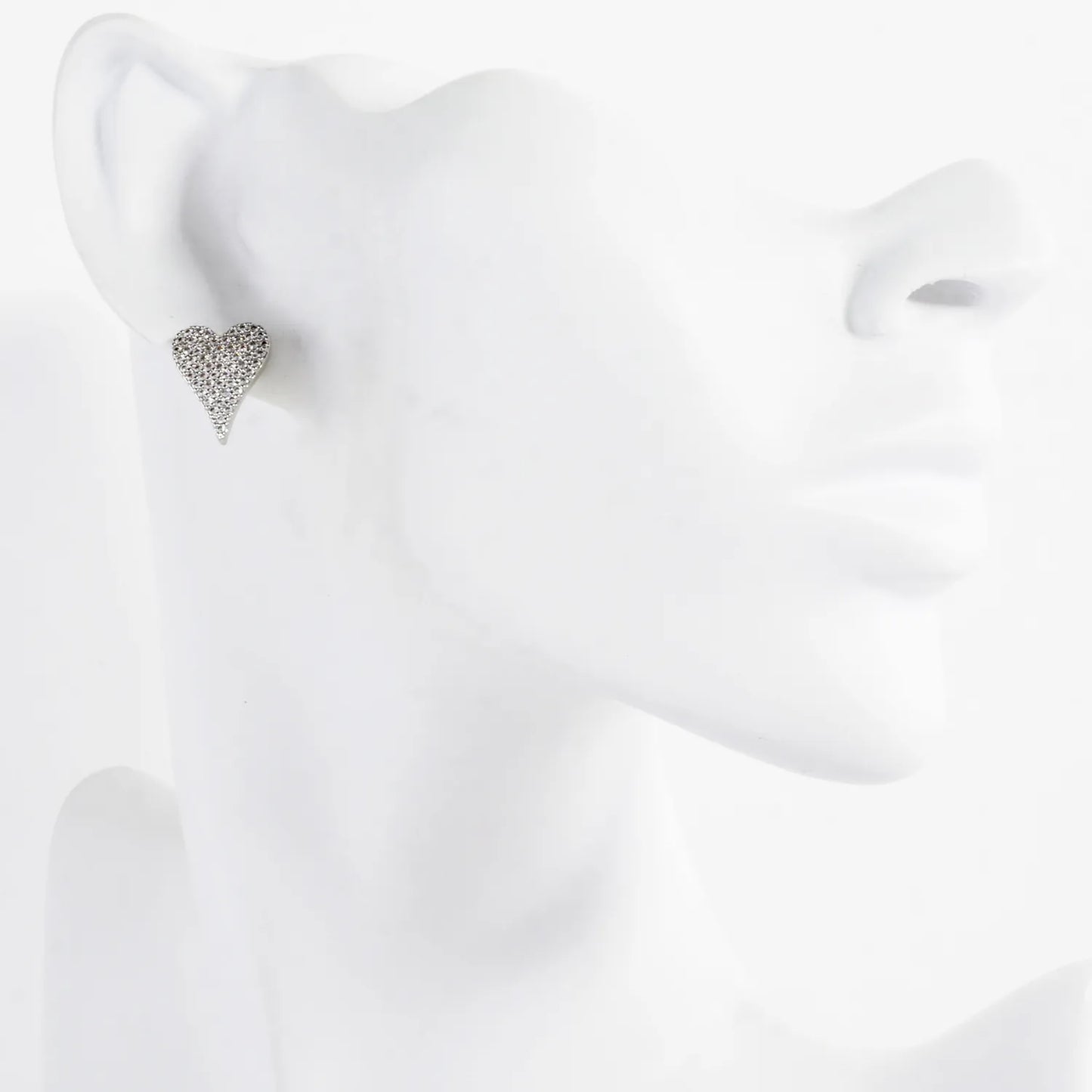 Skinny Heart Micro Pave Brass Stud Earrings