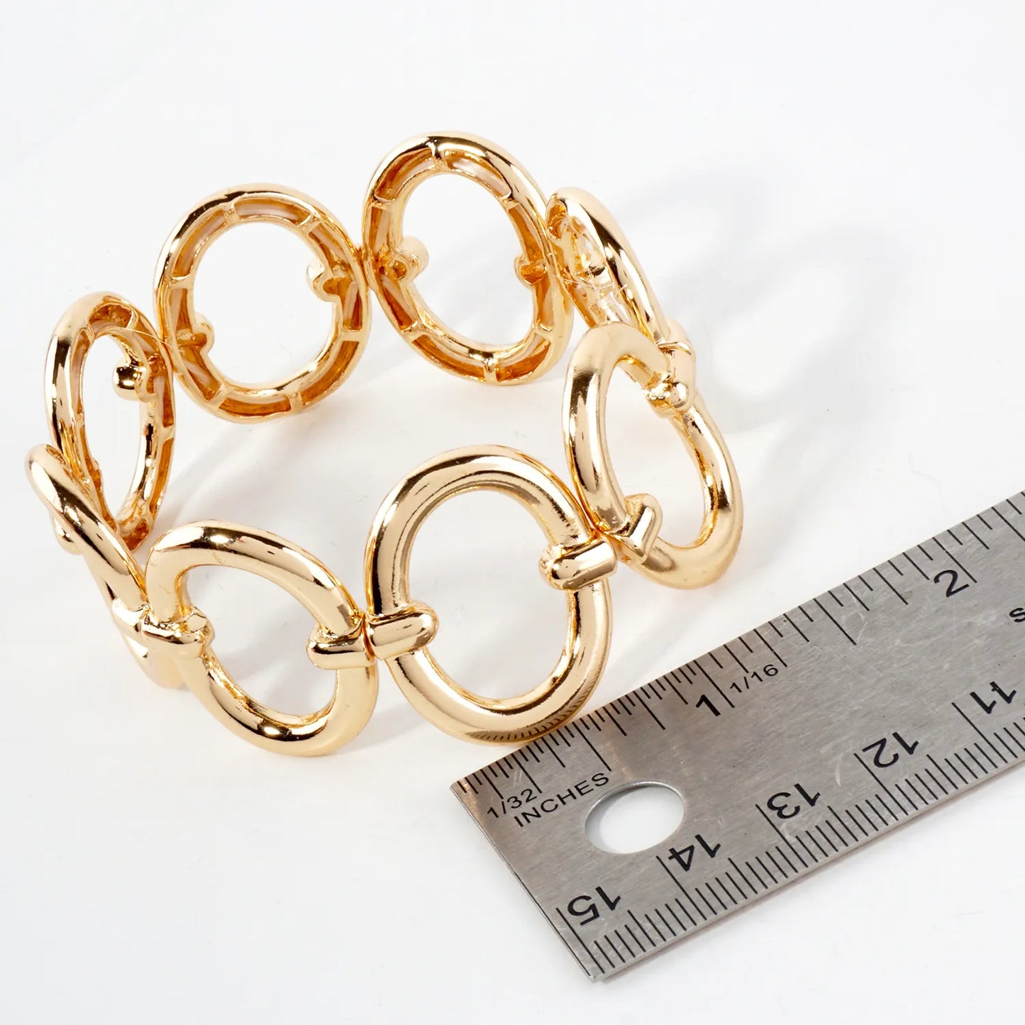 Sleek Oval-Link Metallic Stretch Bracelet