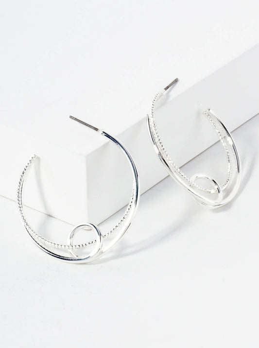 Small Circle Inside Textured 30mm Layered Hoop Earrings