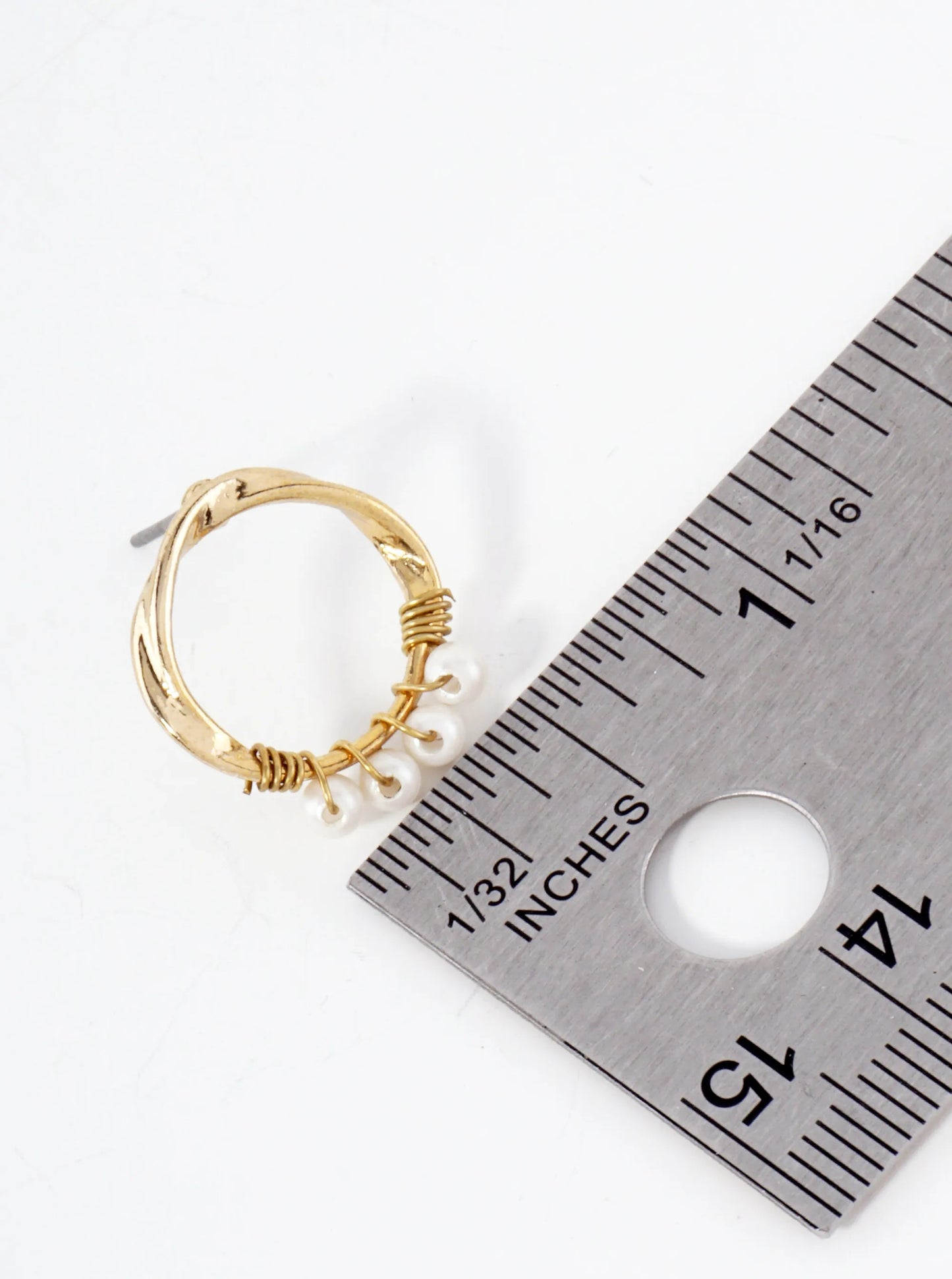 Small Circle Post Earrings With Wired Pearls