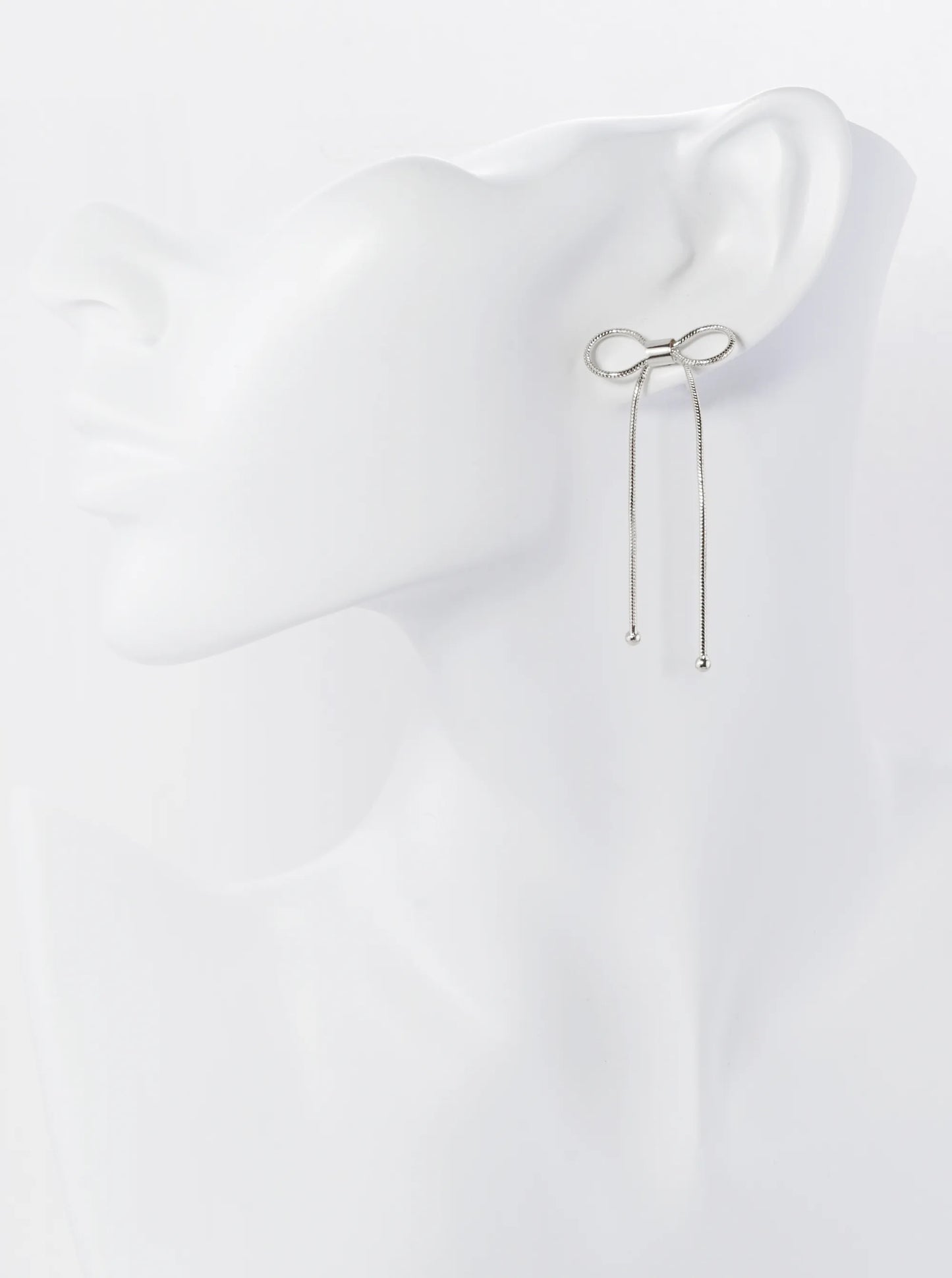 Snake Chain Ribbon Bow Drop Post Earrings