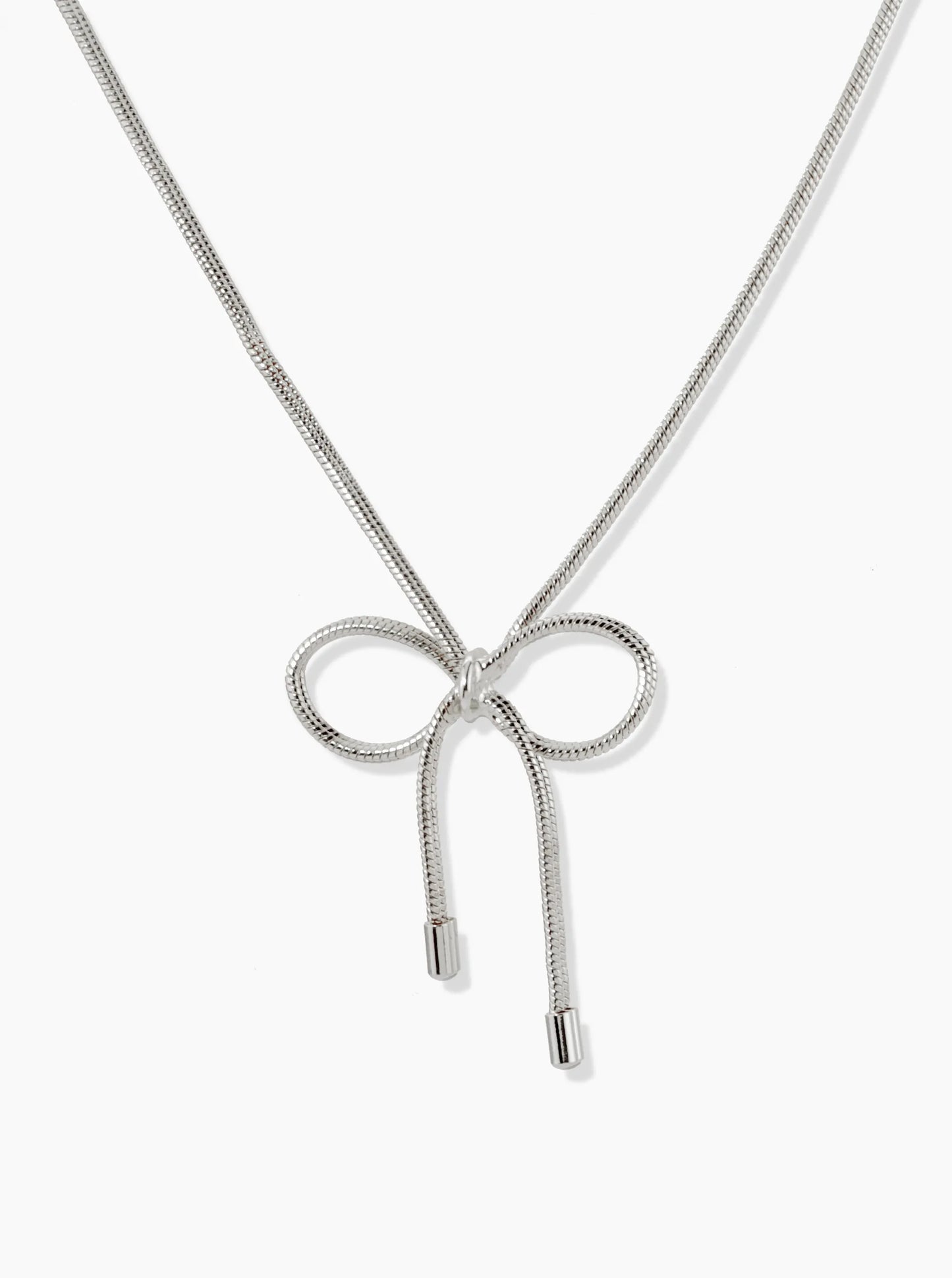 Snake Chain Ribbon Bow Pendant 16 Inch Necklace