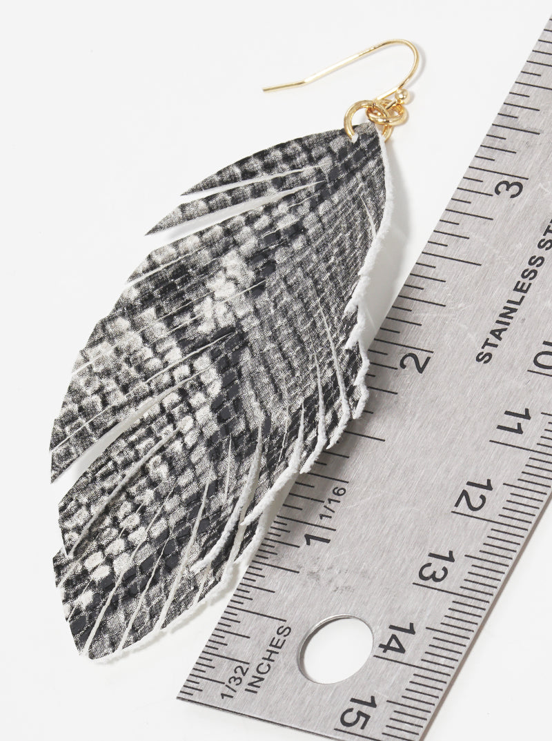Snake Skin Embossed Leatherette Drop Earrings