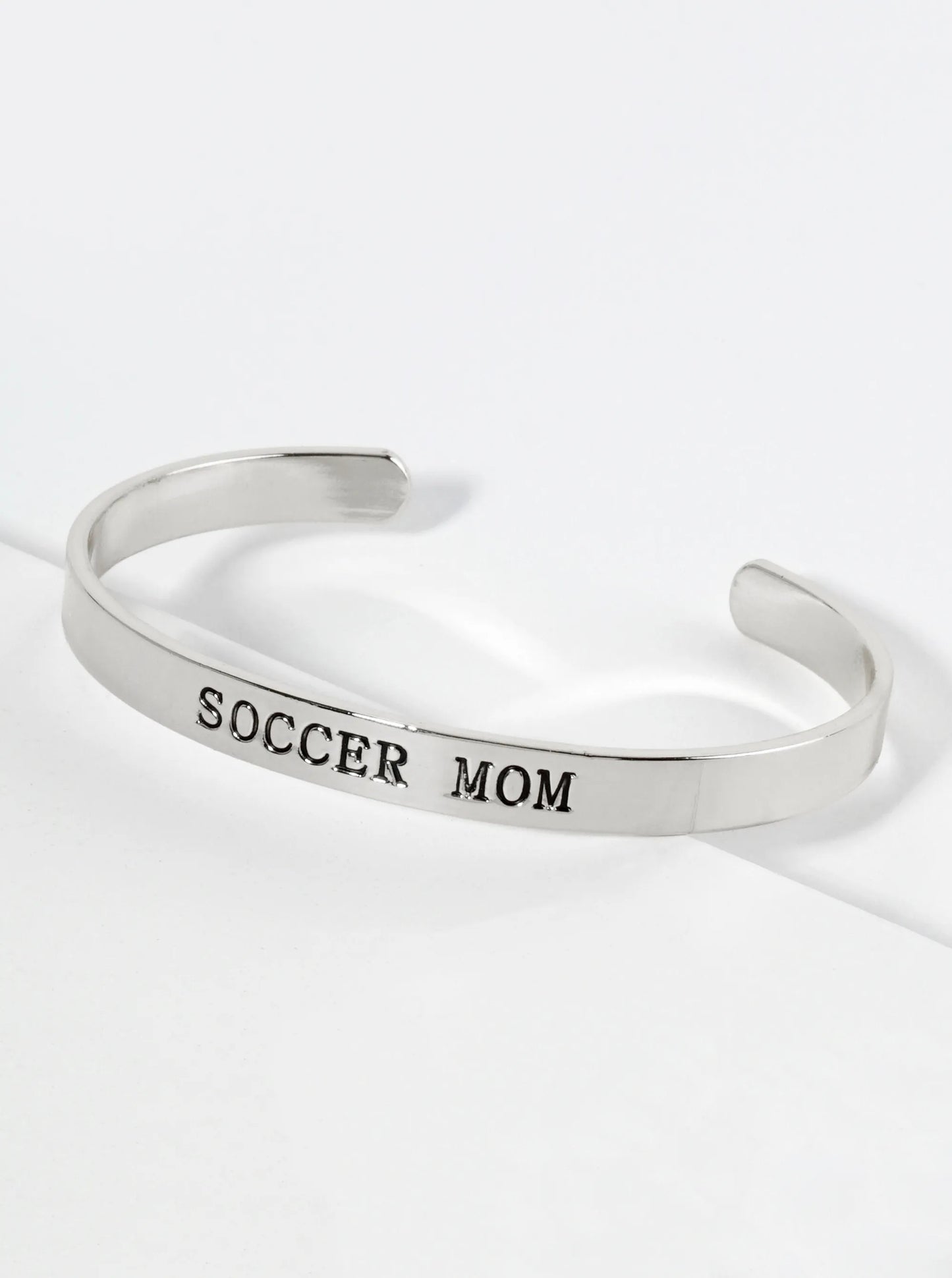 Soccer Mom Engraved 18K Gold Dipped Open Cuff Bangle Bracelet