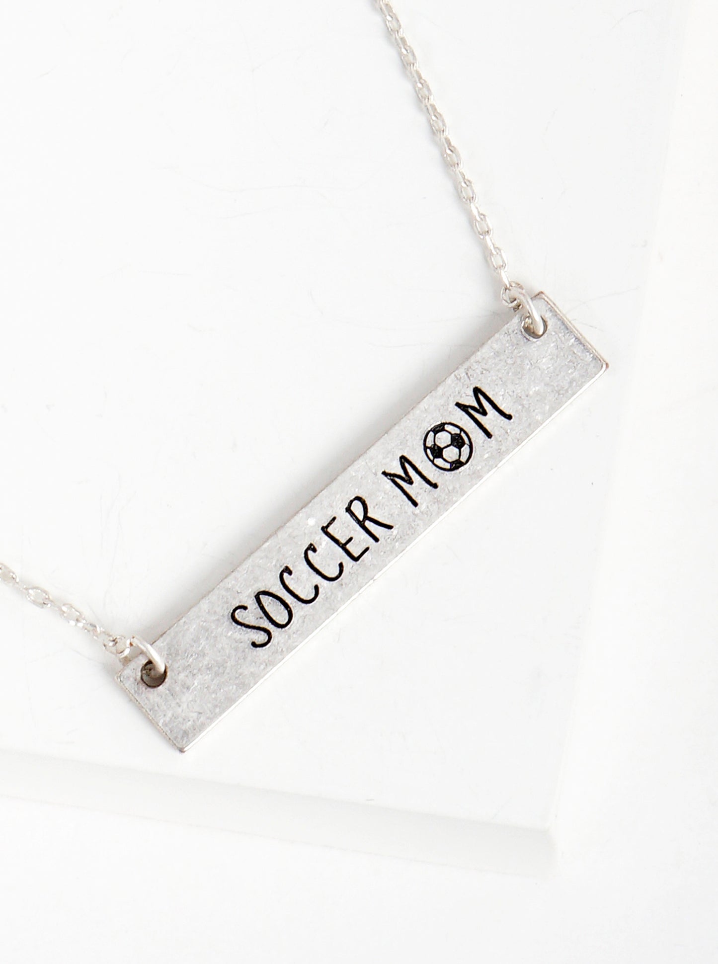 Soccer Mom Engraved Horizontal Bar Pendant Necklace
