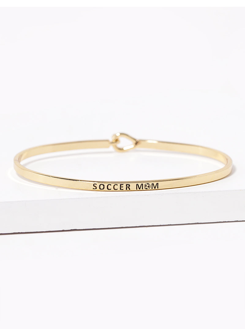Soccer Mom Engraved Inspirational Bangle Bracelet
