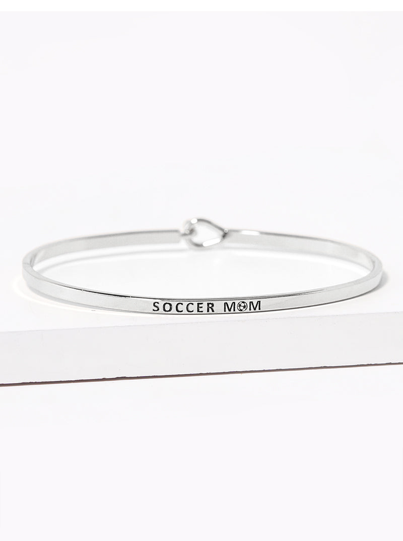 Soccer Mom Engraved Inspirational Bangle Bracelet