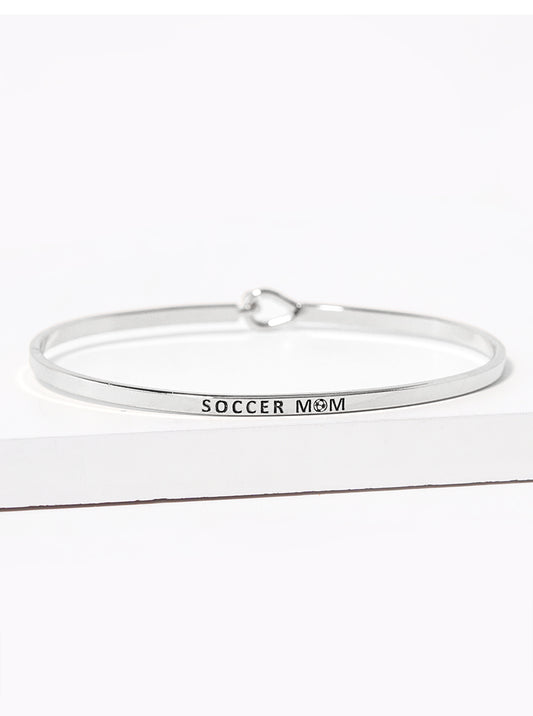 Soccer Mom Engraved Inspirational Bangle Bracelet