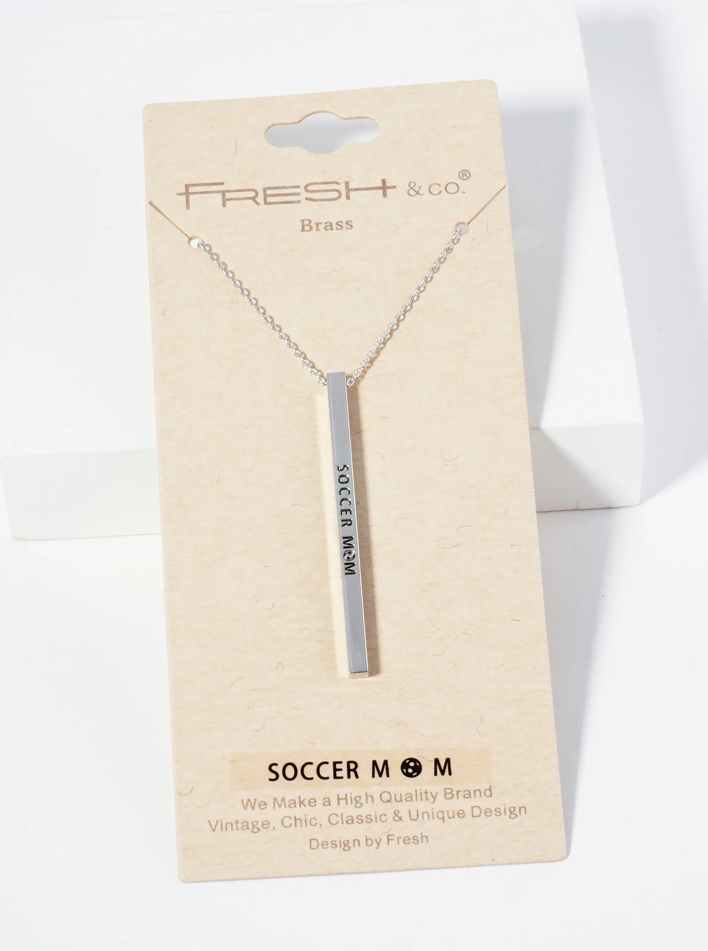 Soccer Mom Engraved Vertical Bar Pendant Inspirational Necklace