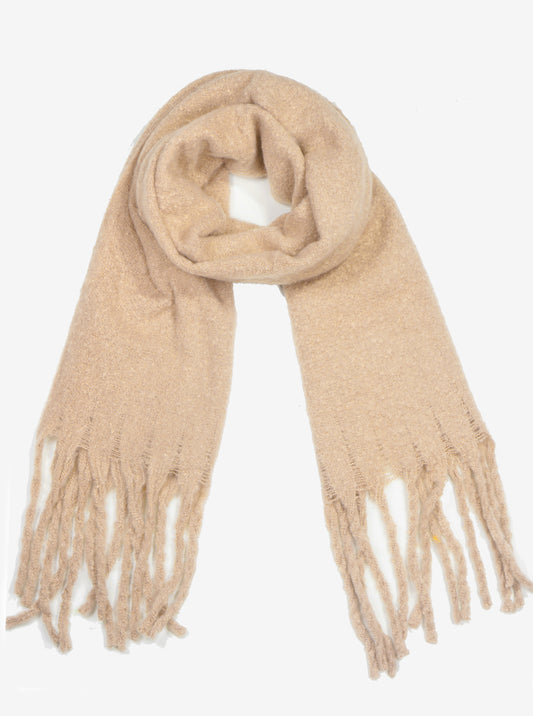 Solid Color Unisex Fluffy Oversized Oblong Scarf With Fringe