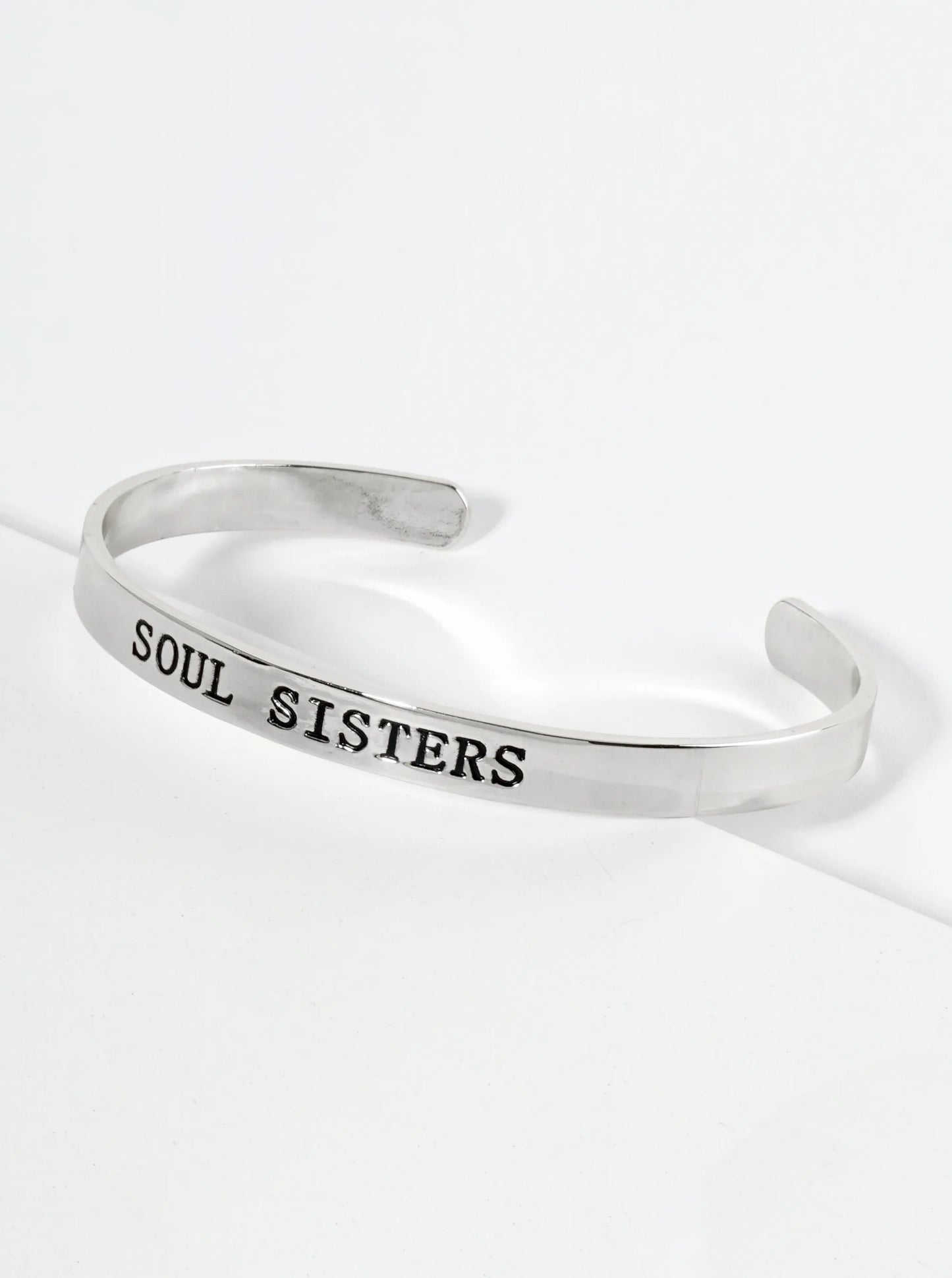 Soul Sisters Engraved 18K Gold Dipped Open Cuff Bangle Bracelet