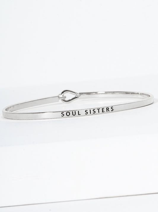 Soul Sisters Engraved Inspirational Bangle Bracelet