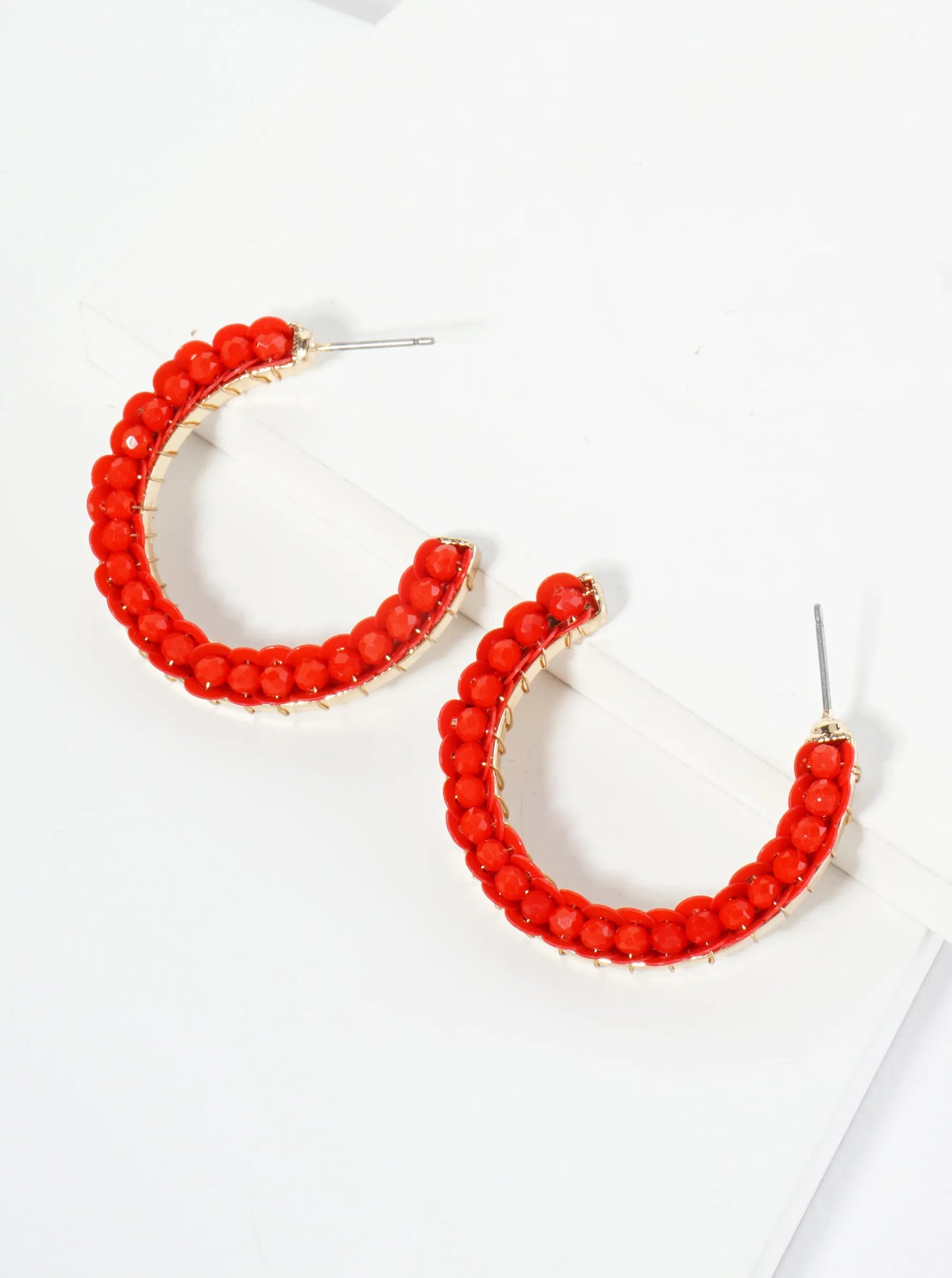 Spangle And Glass Beaded 35mm Open Hoop Earrings