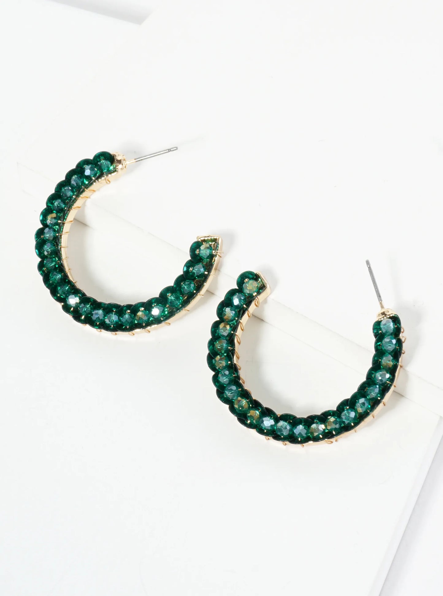 Spangle And Glass Beaded 35mm Open Hoop Earrings