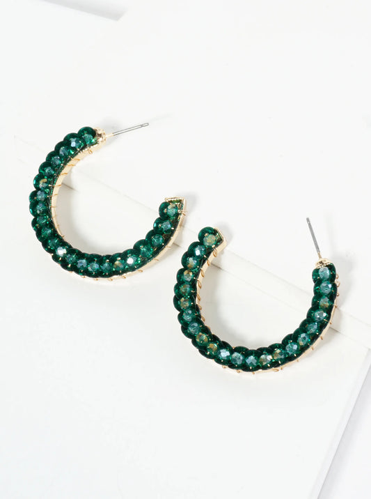 Spangle And Glass Beaded 35mm Open Hoop Earrings