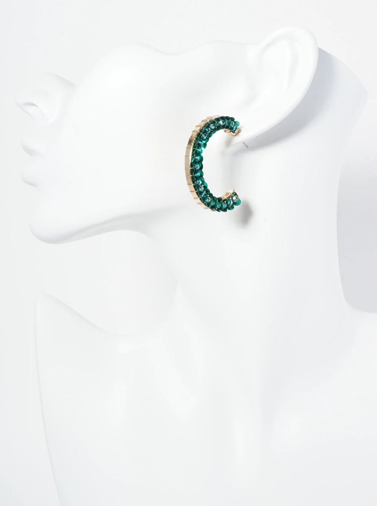 Spangle And Glass Beaded 35mm Open Hoop Earrings