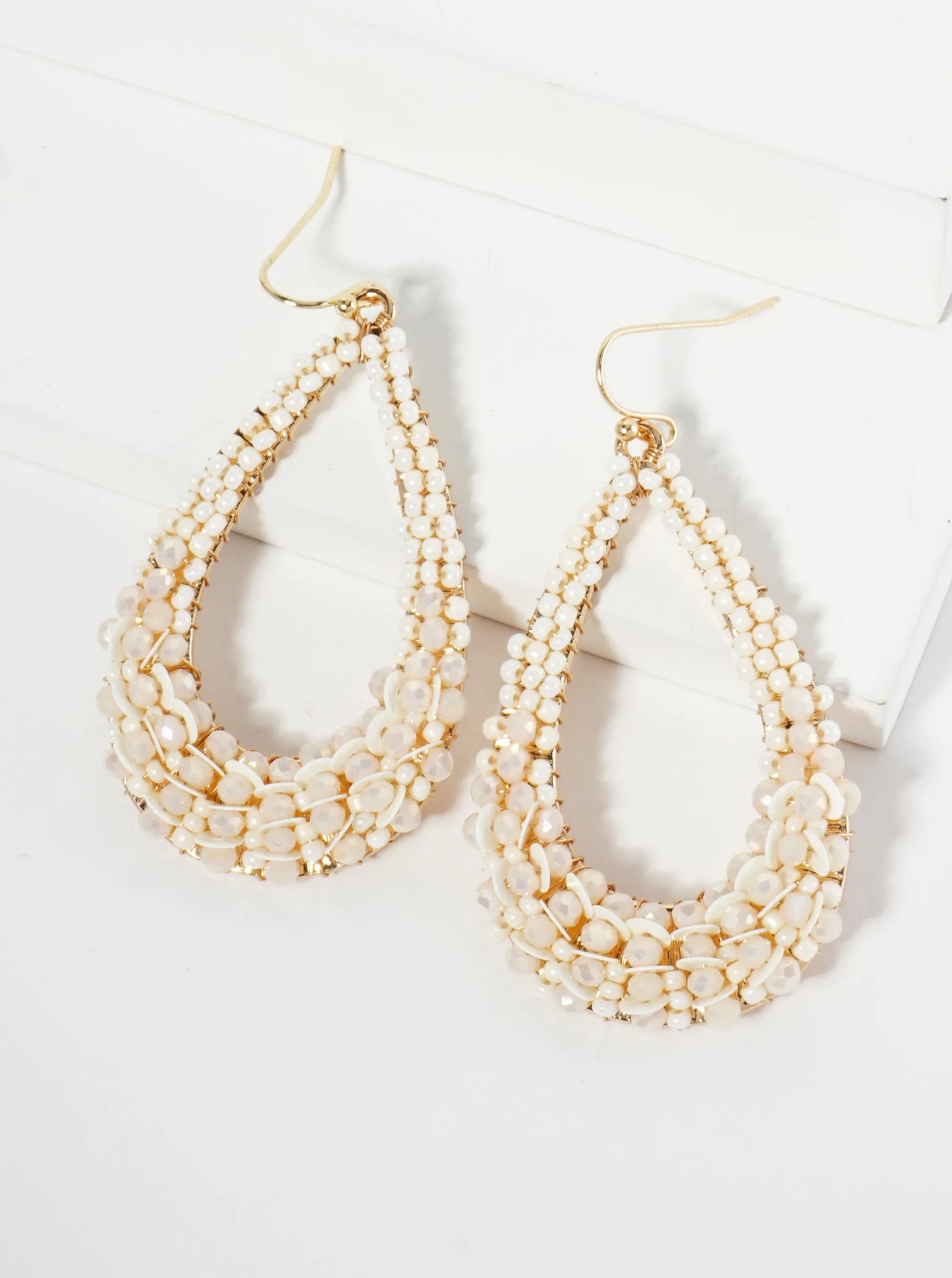 Spangle And Glass Beaded Teardrop Dangle Earrings