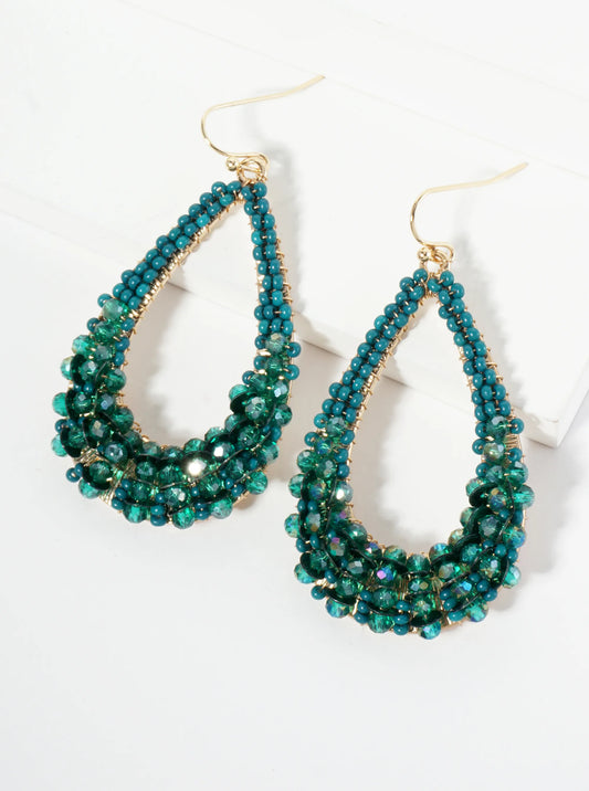 Spangle And Glass Beaded Teardrop Dangle Earrings