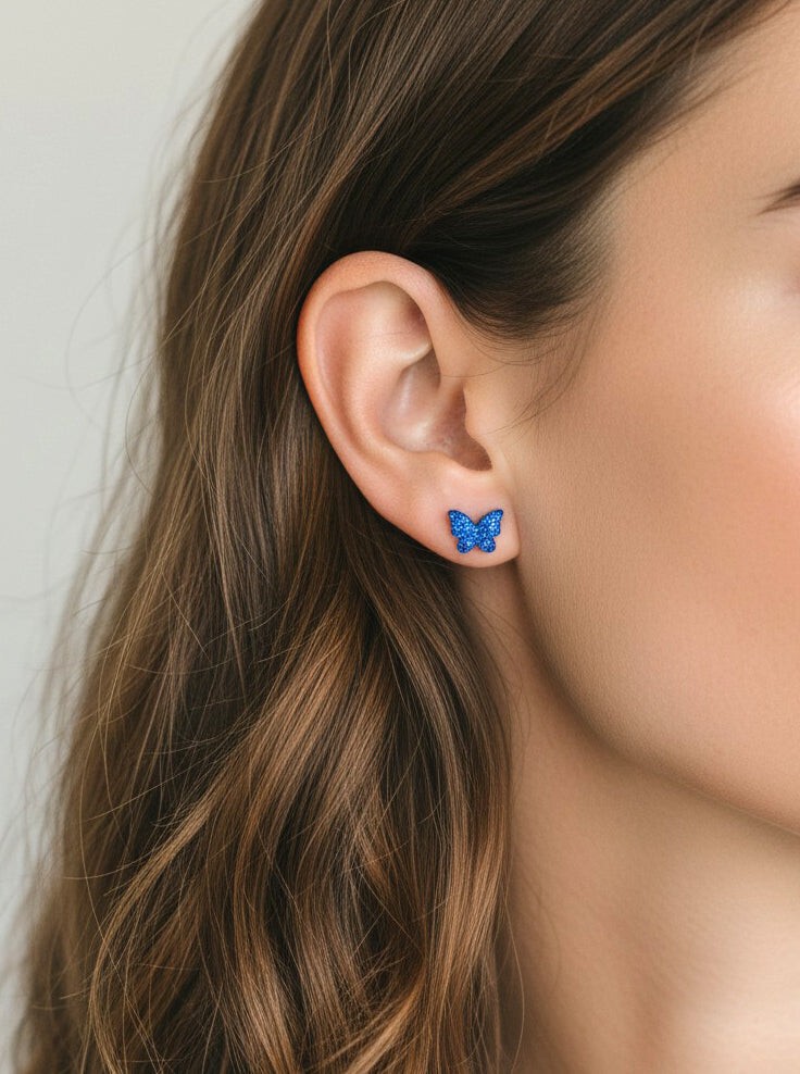 Sparkling Butterfly Stud Earrings