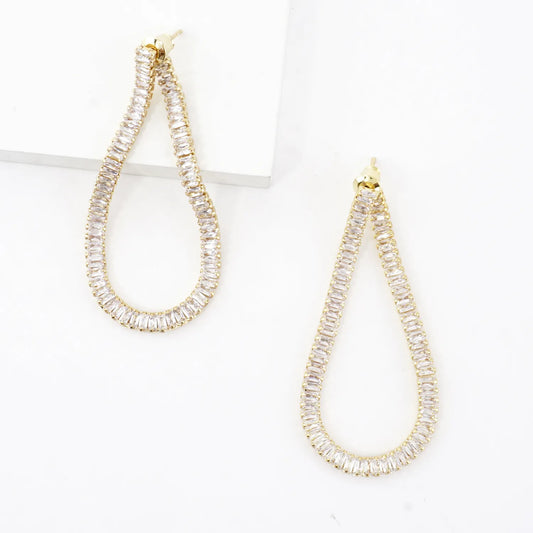 Sparkling CZ Convertible Teardrop Loop Earrings