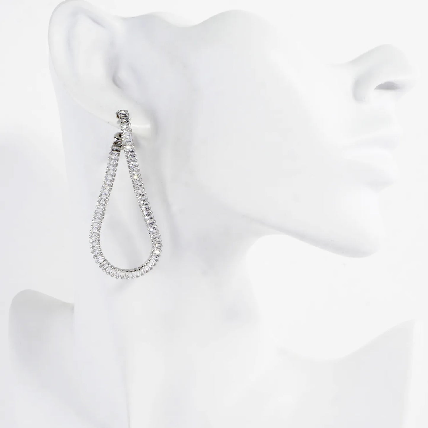Sparkling CZ Convertible Teardrop Loop Earrings