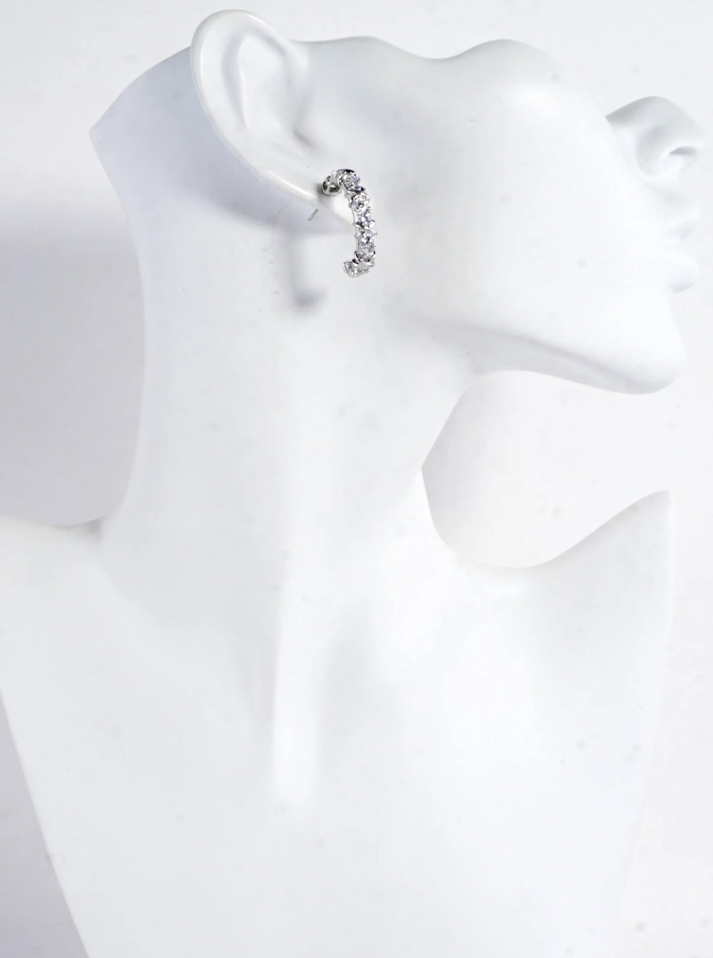 Sparkling CZ Criss Cross Brass Hoop Earring
