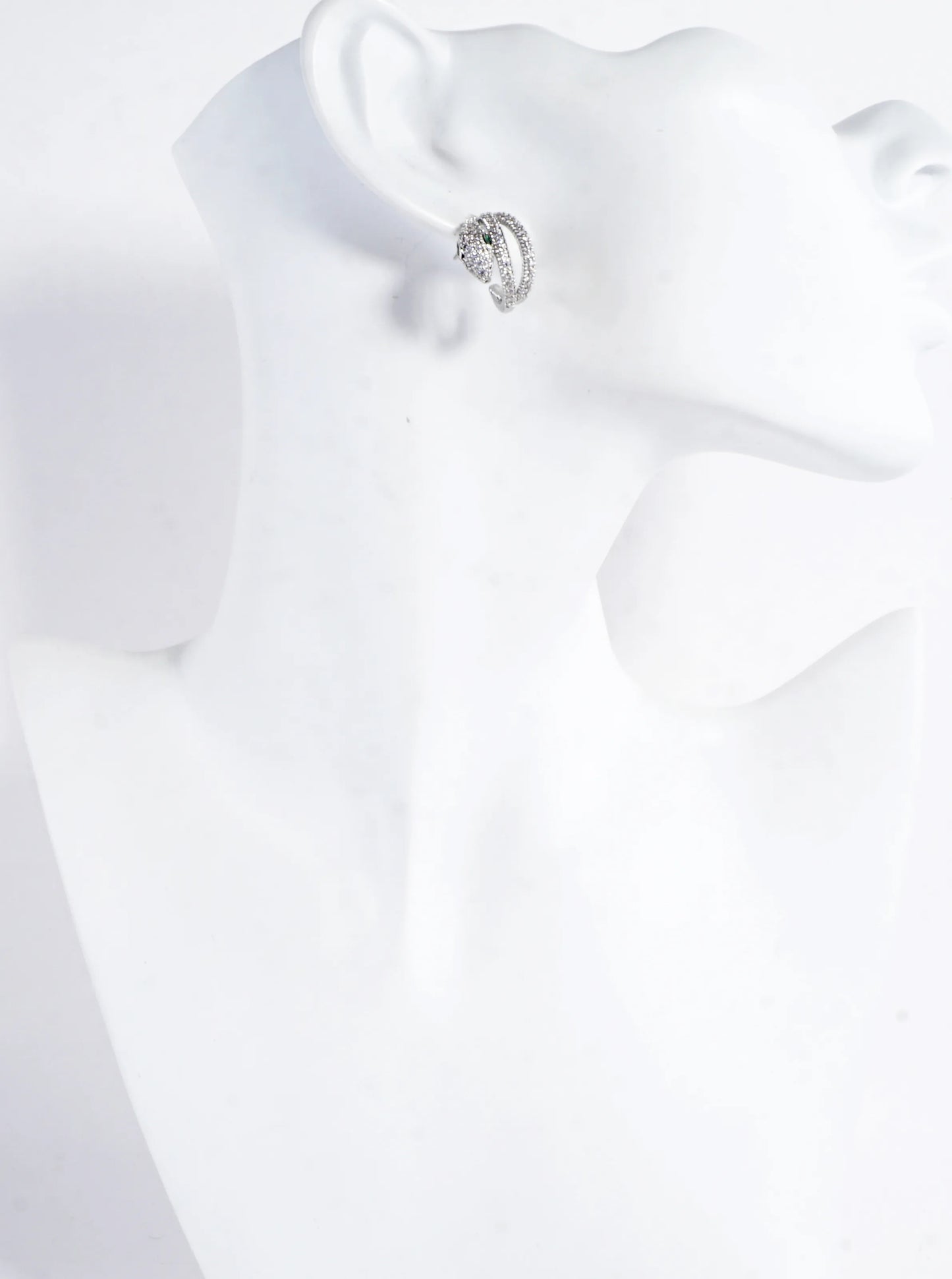 Sparkling CZ Pave Brass Snake Coil Hoop Earrings