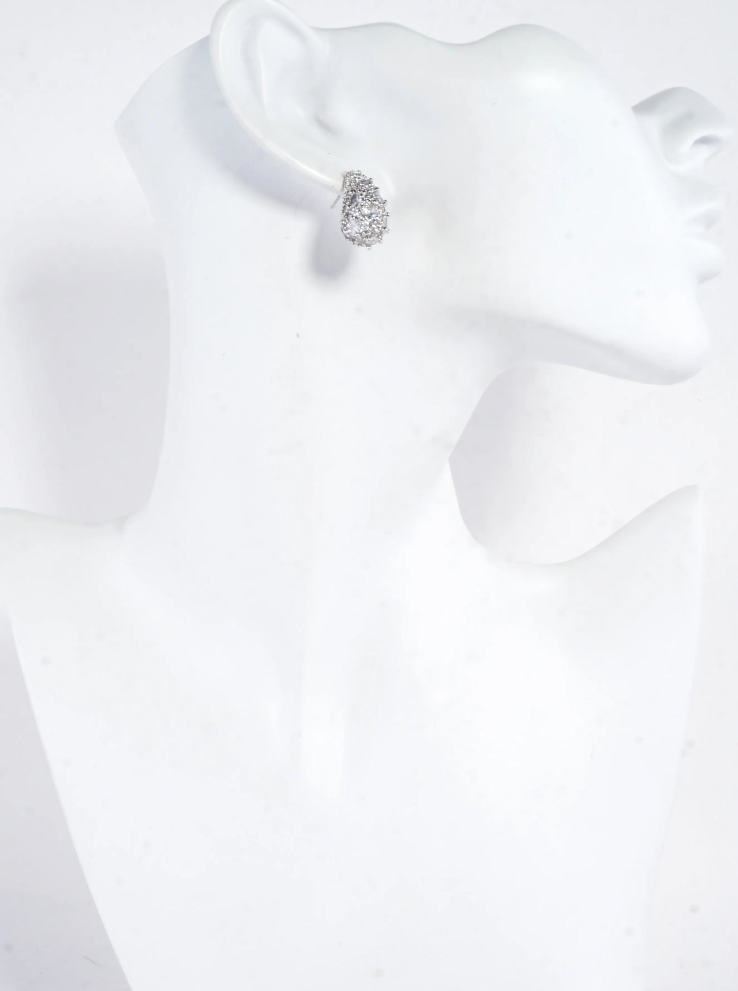 Sparkling CZ Pave Brass Teardrop Earrings