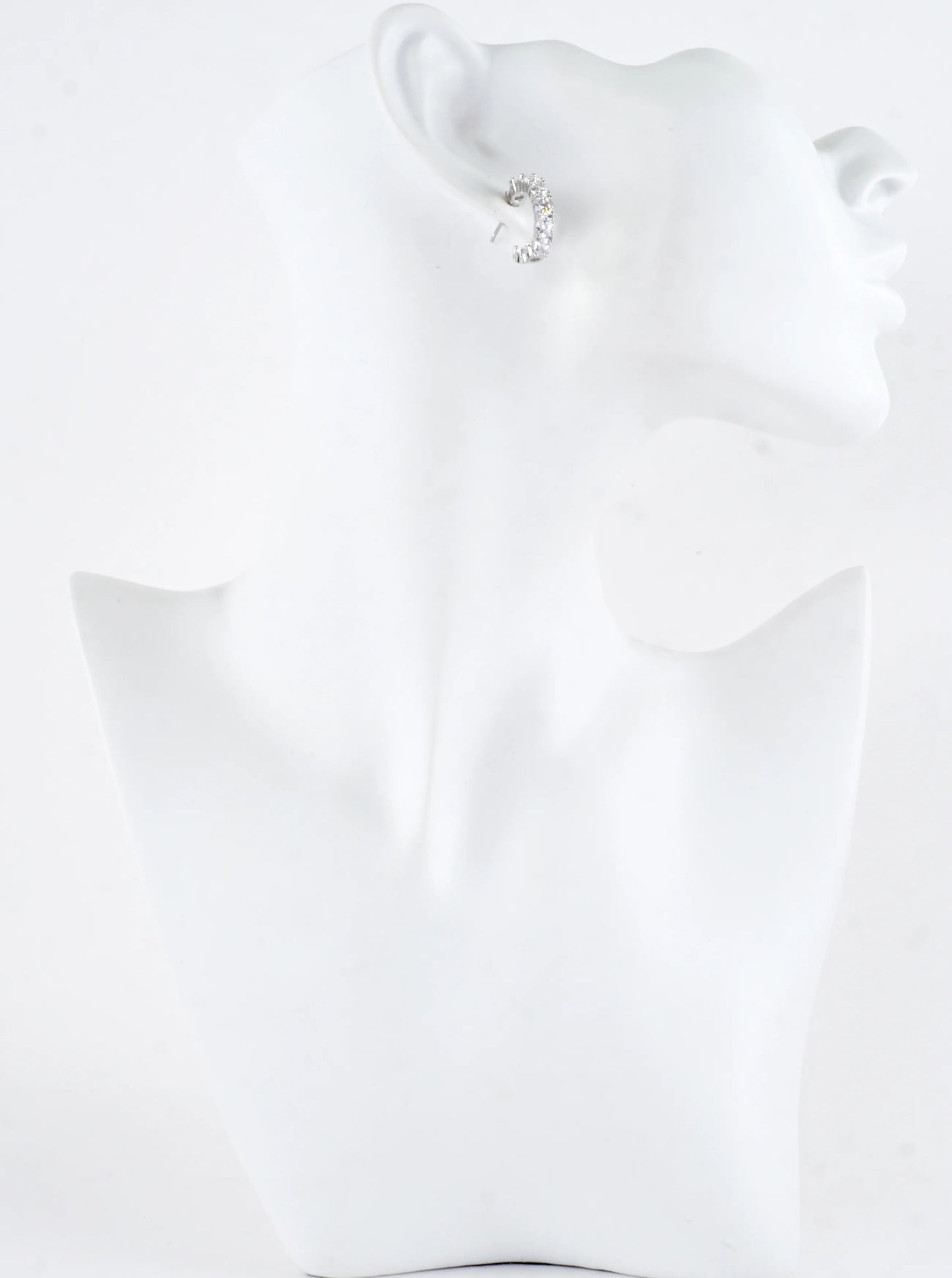 Sparkling Round Cubic Zirconia Half Hoop Earrings