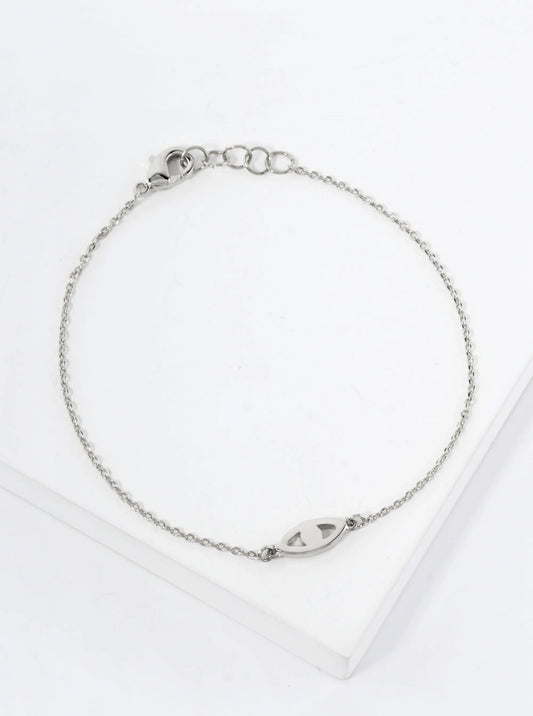 Spiritual-Theme 10mm Polished Brass Evil-Eye Accents 18K-Gold-Dipped Chain Bracelet