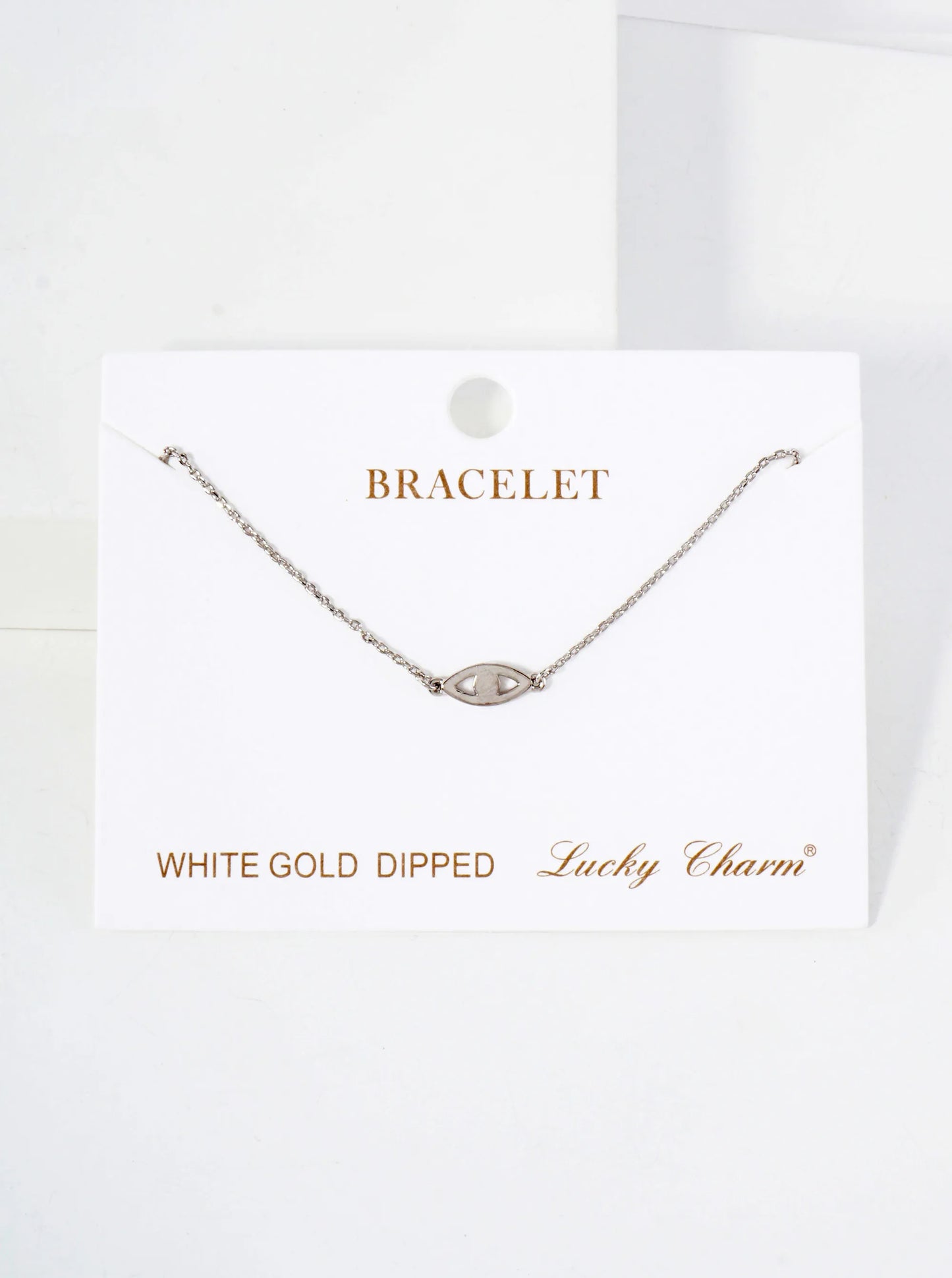 Spiritual-Theme 10mm Polished Brass Evil-Eye Accents 18K-Gold-Dipped Chain Bracelet