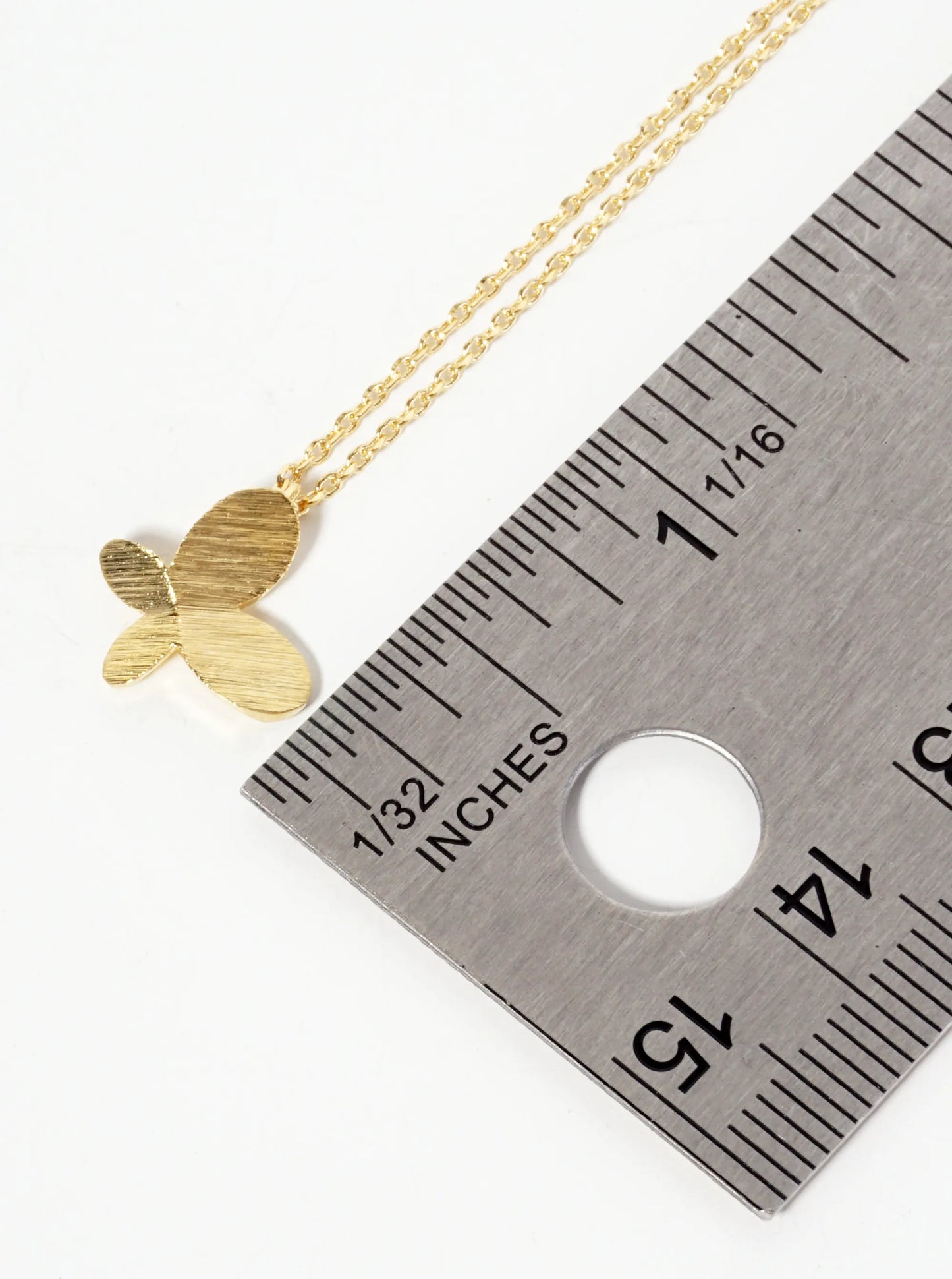 Spiritual-Theme 18K-Gold-Dipped Brushed-Texture Butterfly Pendant Necklace