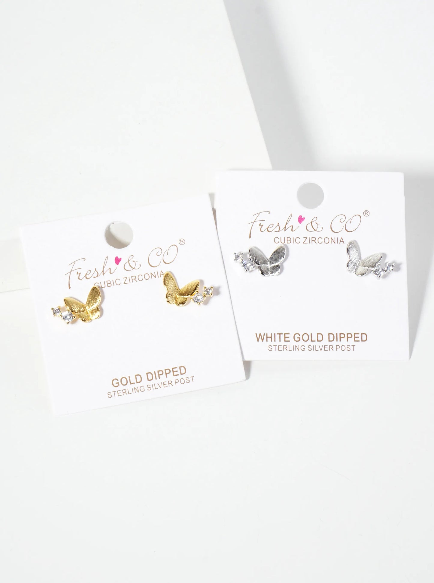 Celestial-theme Brass Brushed-texture Moon And Star 18K-Gold-Dipped Stud Earrings