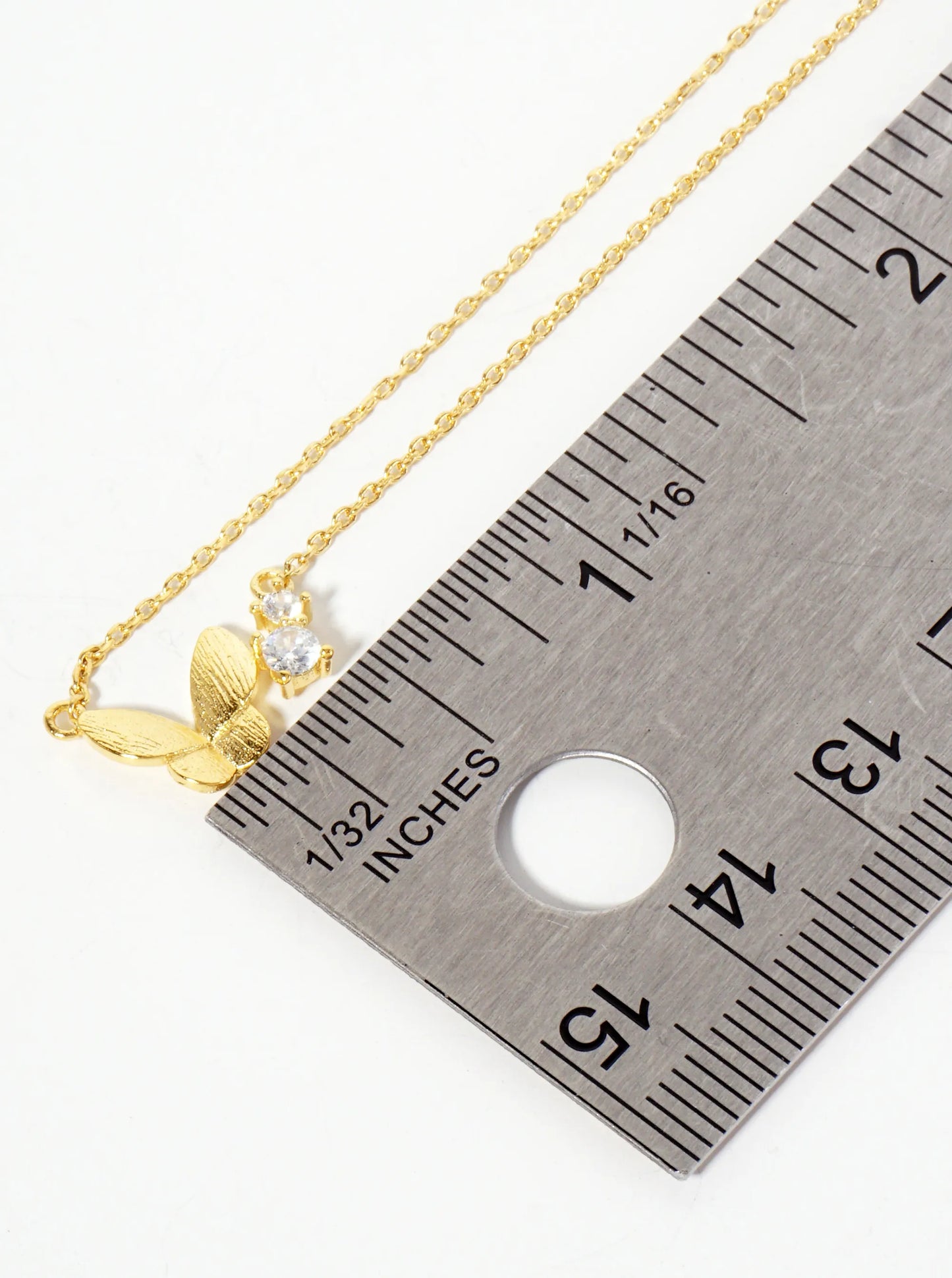 Spiritual-Theme 18K-Gold-Dipped Cubic-Zirconia Butterfly Pendant Necklace