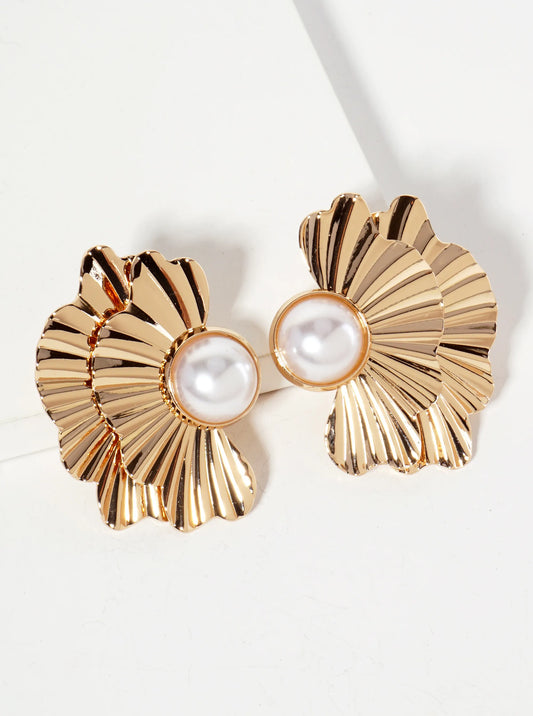 Spiritual-Theme Butterfly-Inspired Pearl Statement Post Earrings